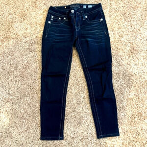 Miss Me Dark Wash Signature Skinny Crop 27